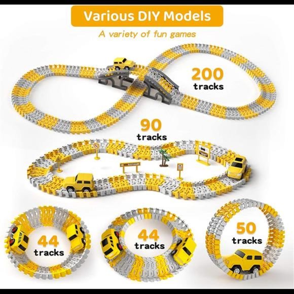 iHaHa 236 PCS Construction Toys Race Tracks for Boys Kids  236 PCS Construction Race Tracks for Kids Boys Toys, 6 PCS Construction Car